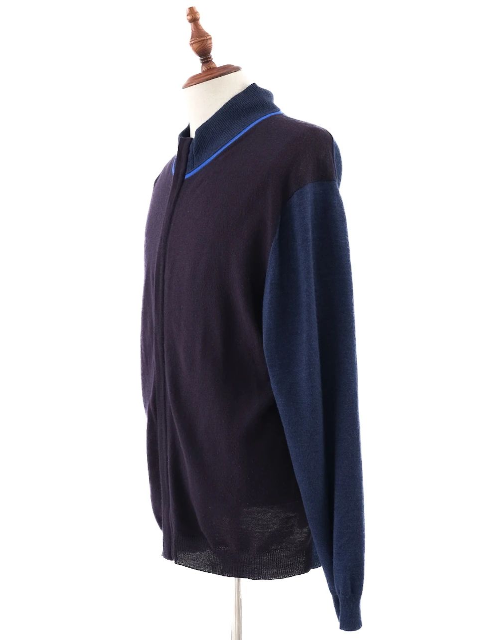 Excellent Armani Collezioni Dark Blue &amp; Black Wool Cardigan Size XL