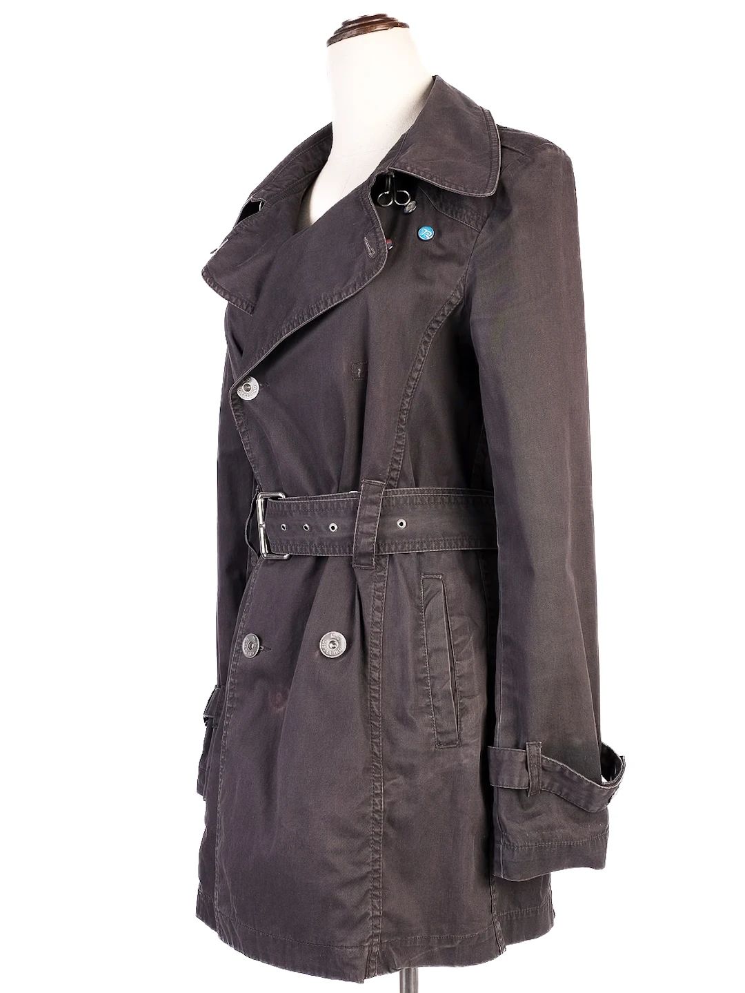 Excellent Diesel Gray Cotton Trench Coat for Women