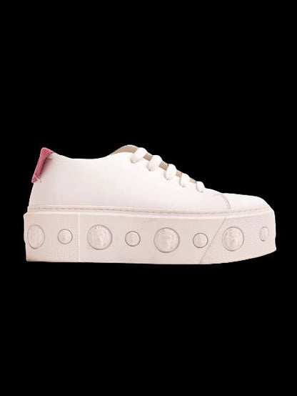 Good Versus White Leather Platform Sneakers Size 36 with Pink Tab