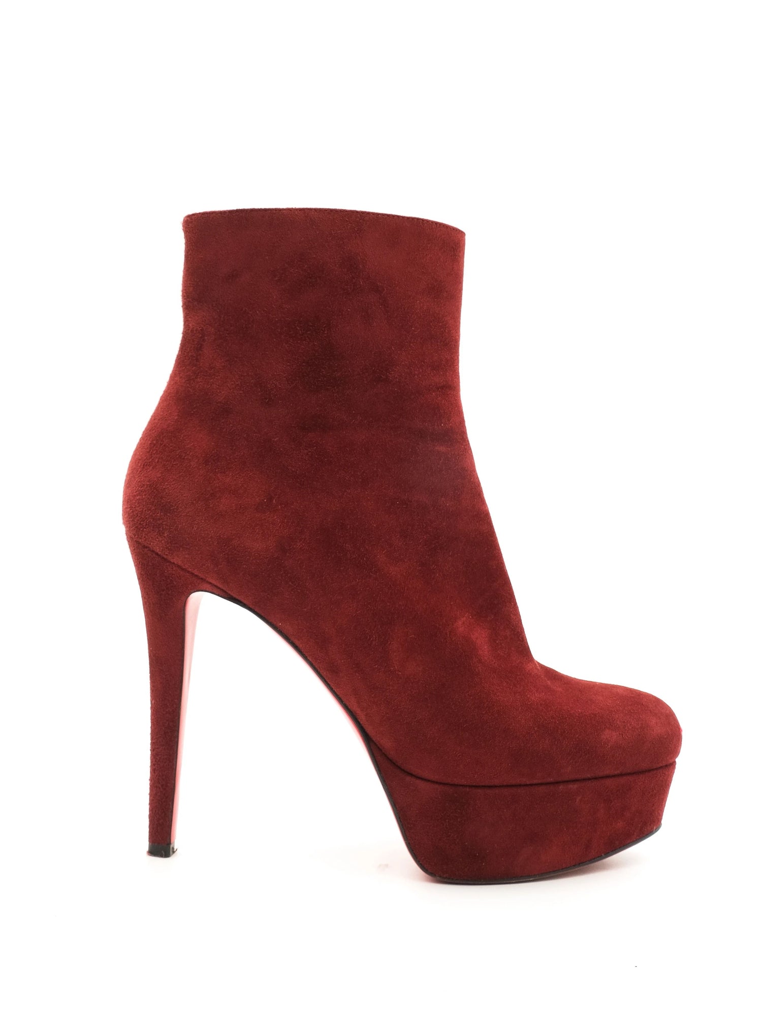 Excellent Christian Louboutin Red Suede High-Heeled Ankle Boots Size 37