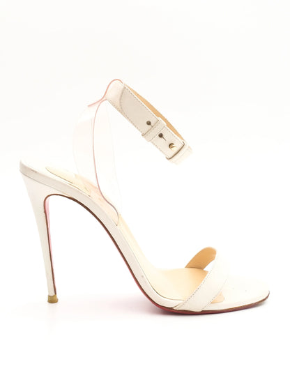 Christian Louboutin White Leather High-Heeled Sandals Size 38