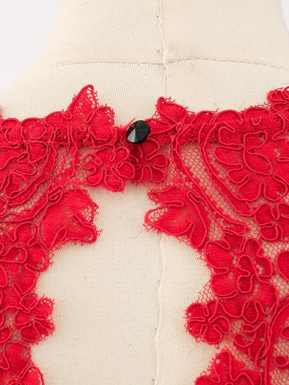 Excellent Alice+Olivia Red Lace Evening Gown Size L