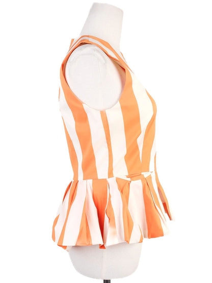 Excellent TOGA Archives Peplum Top Orange Cupro Striped WomenÕs Size