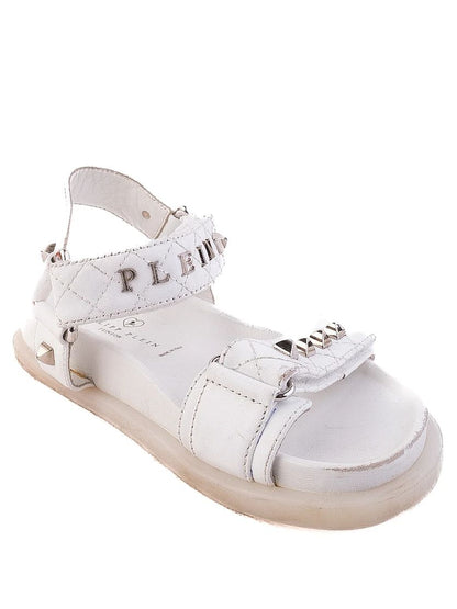 Excellent Philipp Plein Junior White Leather Sandals Size 31
