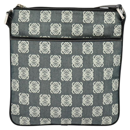 Loewe Anagram Shoulder Bag Canvas Gray Black Silver Auth
