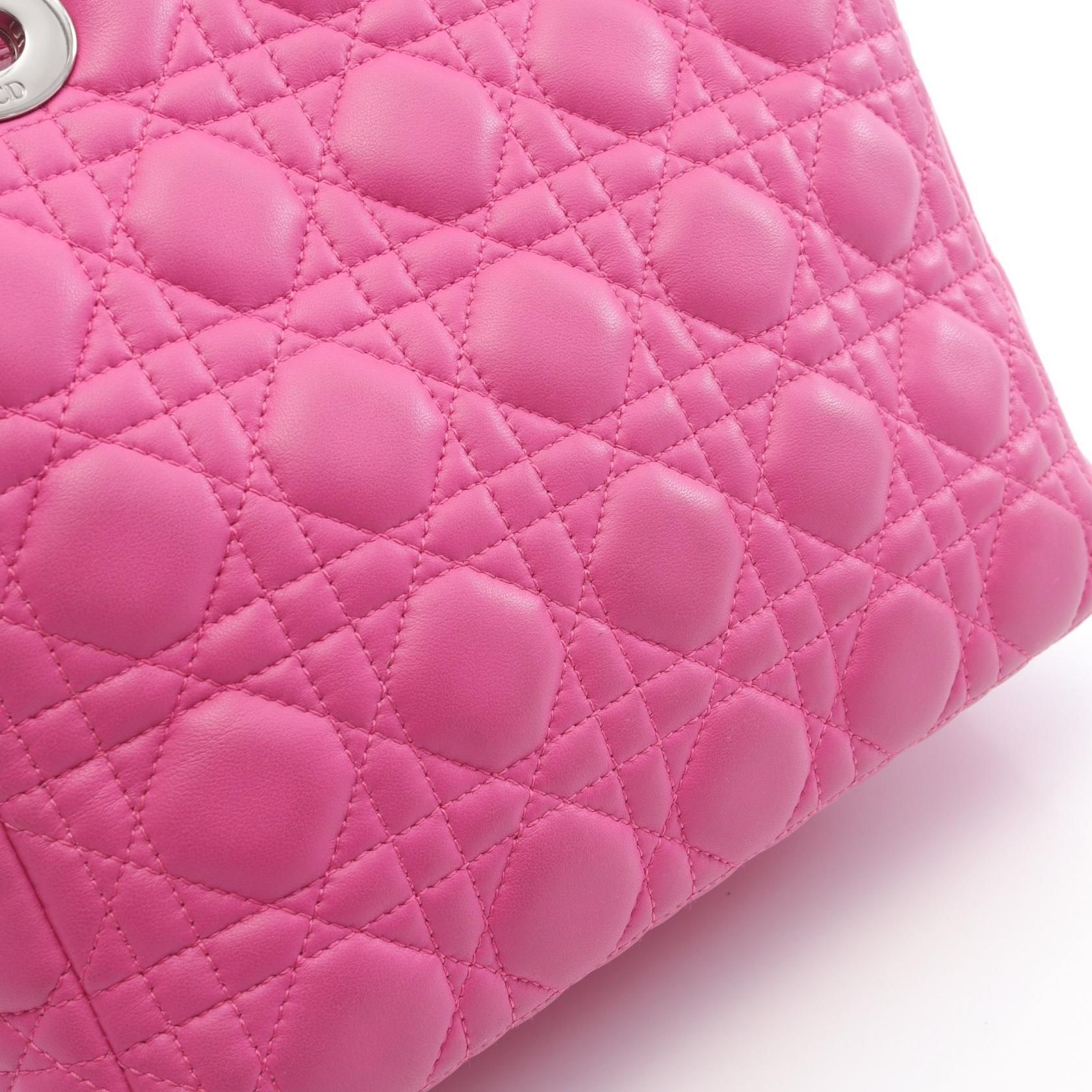 Dior Lady Dior Christian Dior Cannage Handbag Pink Leather