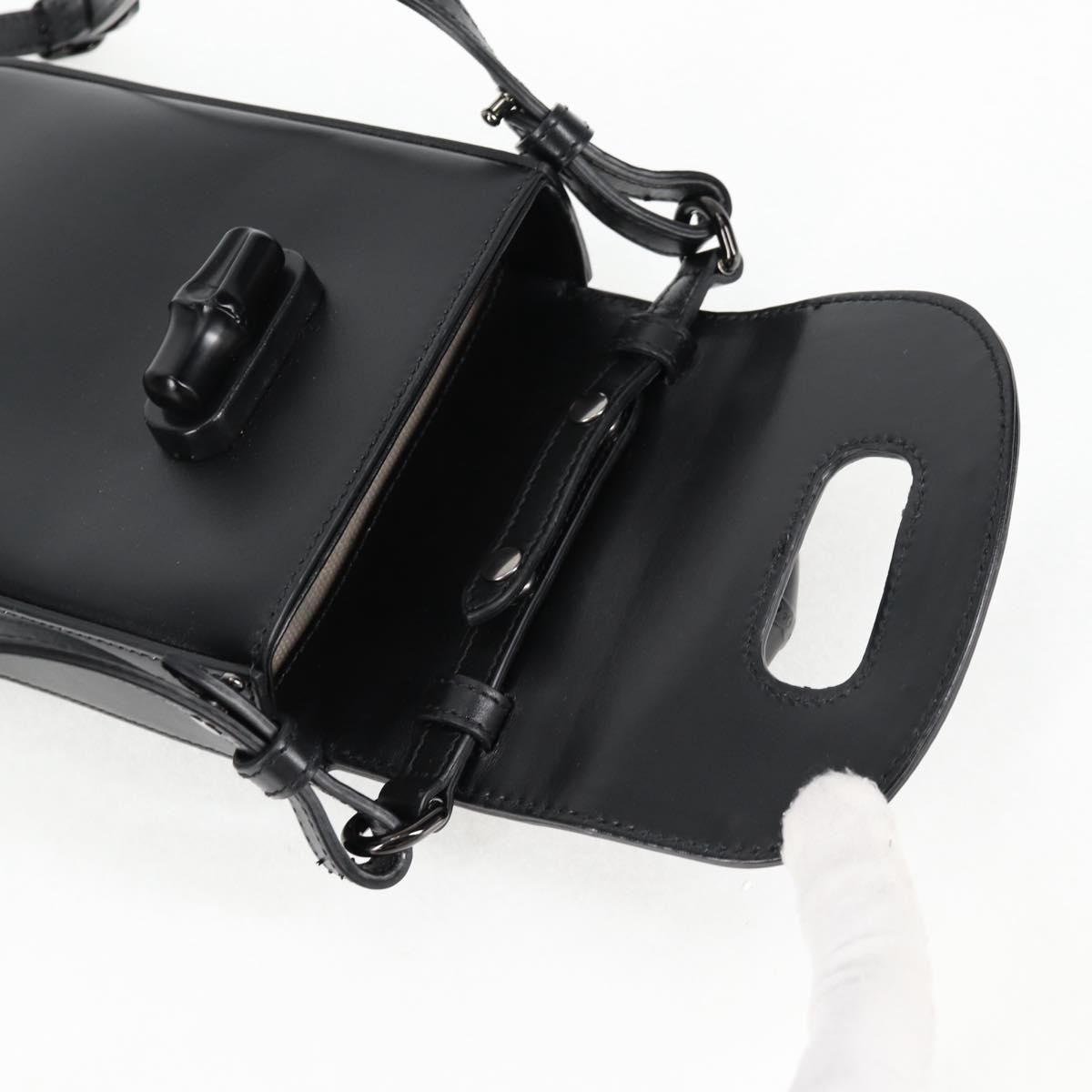 Gucci Calfskin Mini Bamboo Top Handle 3 Way Shoulder Bag Black