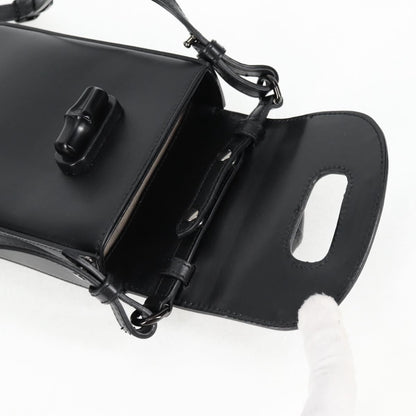 Gucci Calfskin Mini Bamboo Top Handle 3 Way Shoulder Bag Black