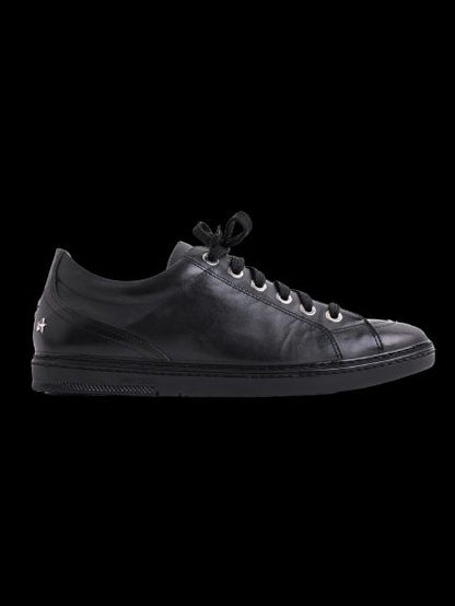 Perfect Jimmy Choo Black Leather Sneakers Size 42 with Star Details