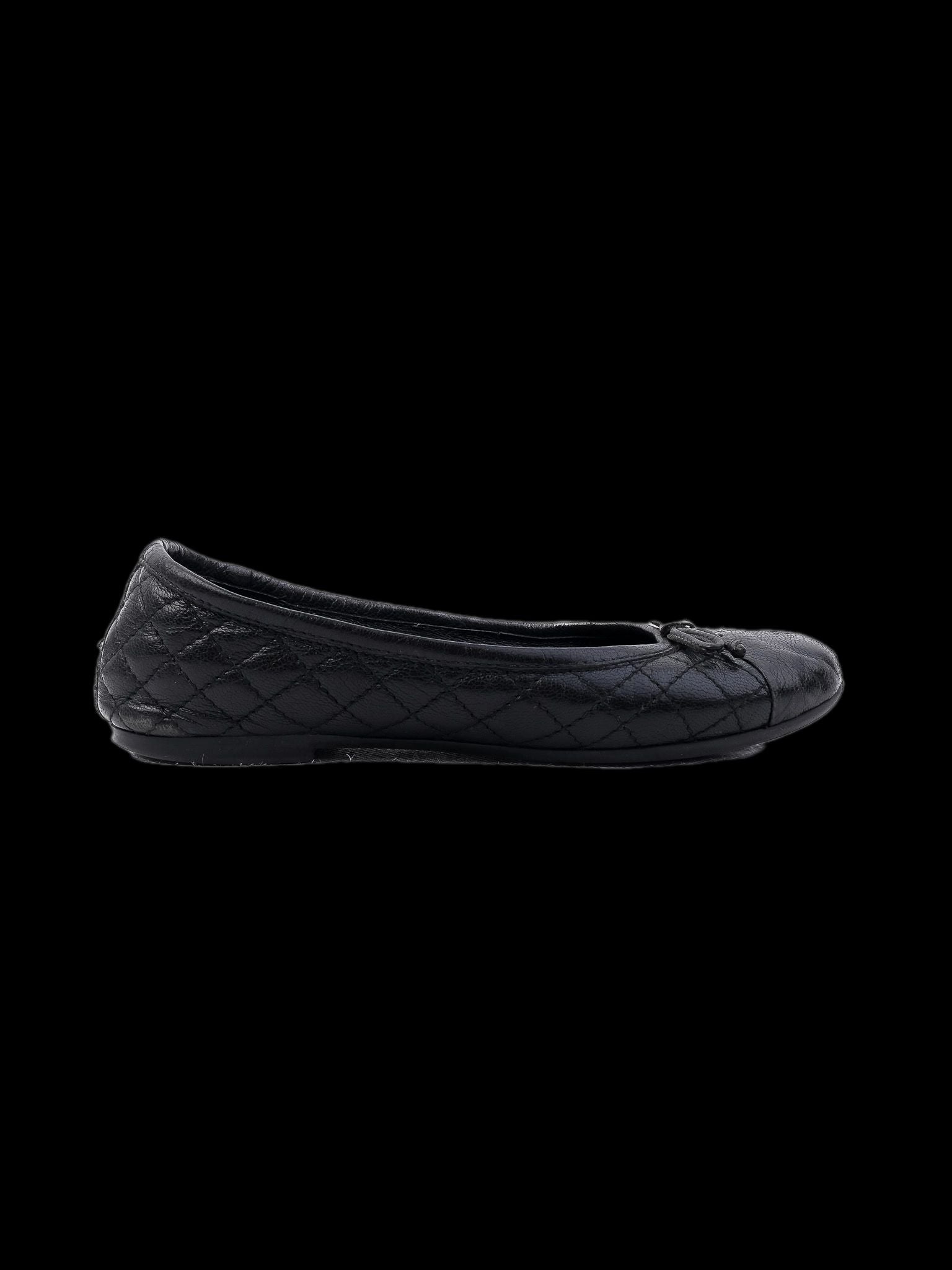 Excellent Blumarine Black Leather Quilted Ballet Flats Size 30
