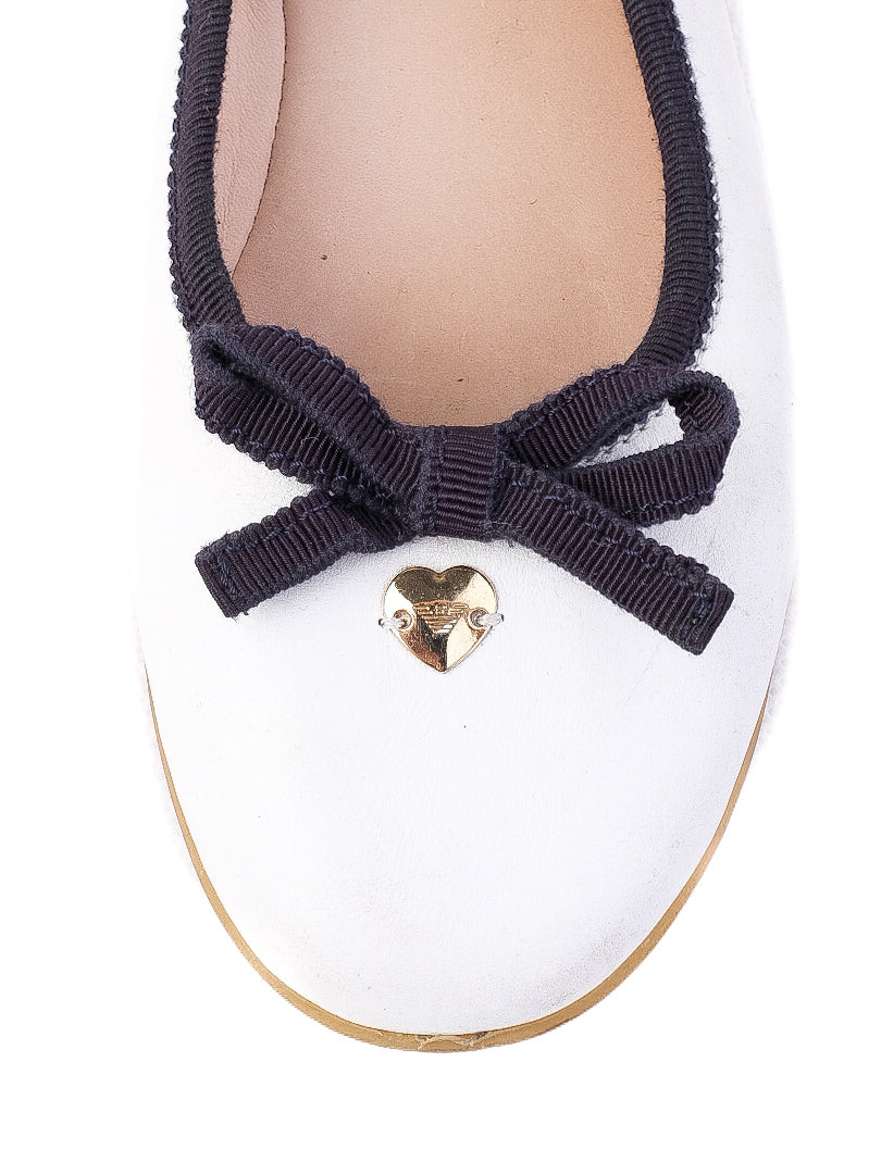 Excellent Armani Junior White Leather Ballerina Flats Size 33