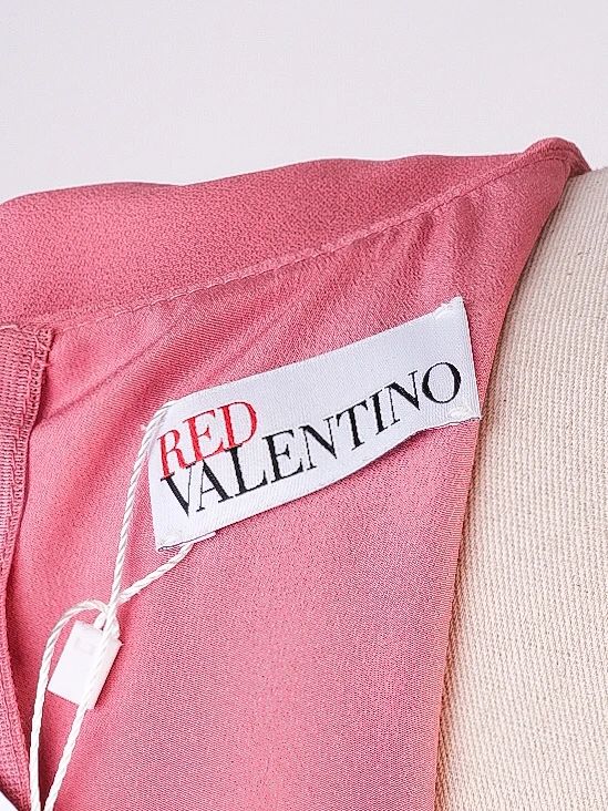 Excellent Valentino Pink A-Line Dress with Ruffle Details Size L