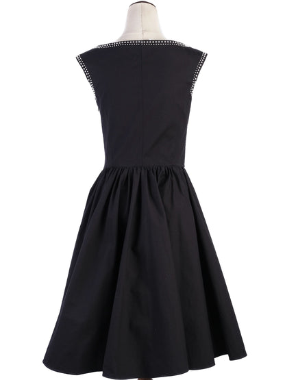 Excellent Prada Black Sleeveless Dress M with Decorative Studs