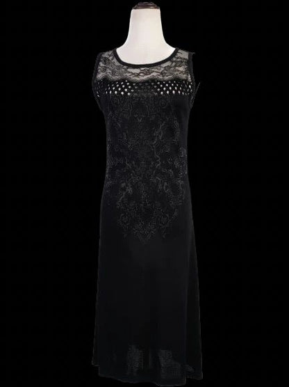 Christian Lacroix Black Sleeveless Dress M with Lace Detailing