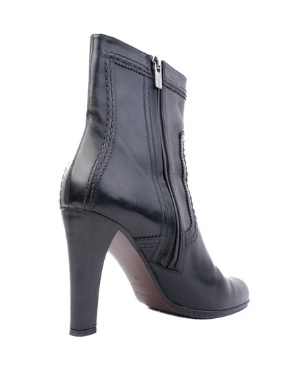 Excellent Jil Sander Black Leather High-Heeled Ankle Boots Size 40