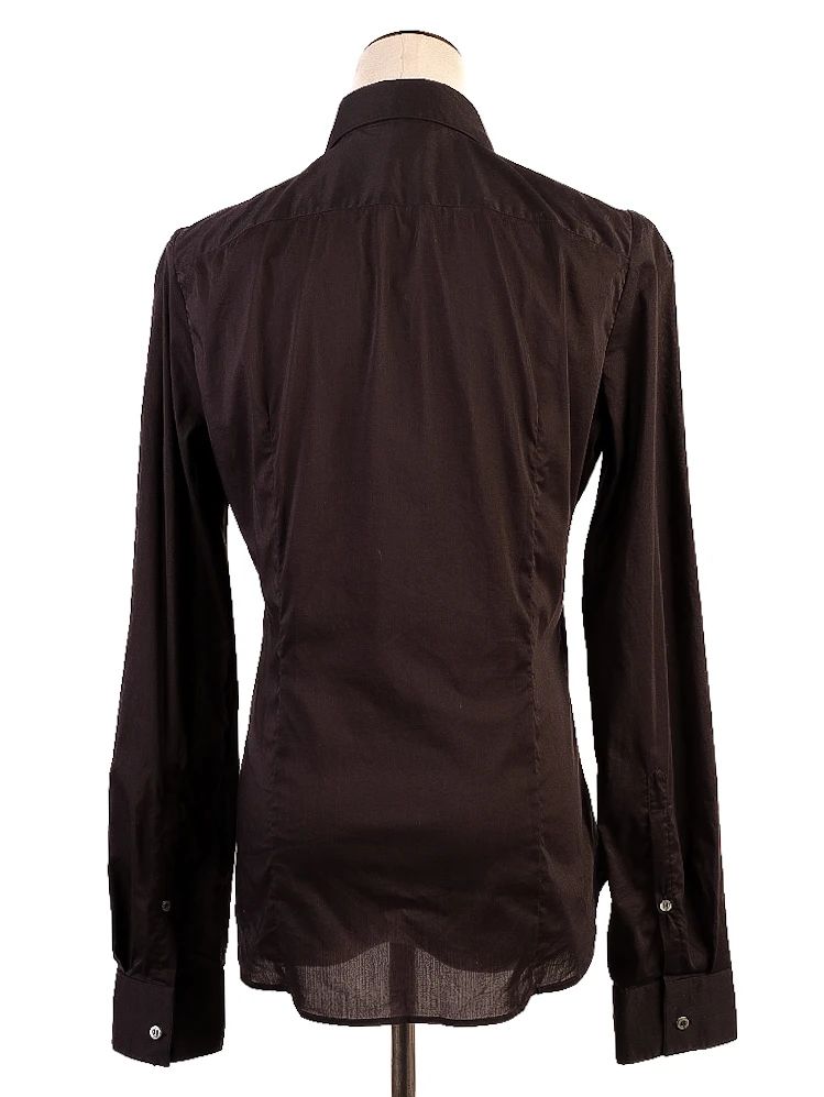Excellent Neil Barrett Black Cotton Blouse Size M with Ruffle Details