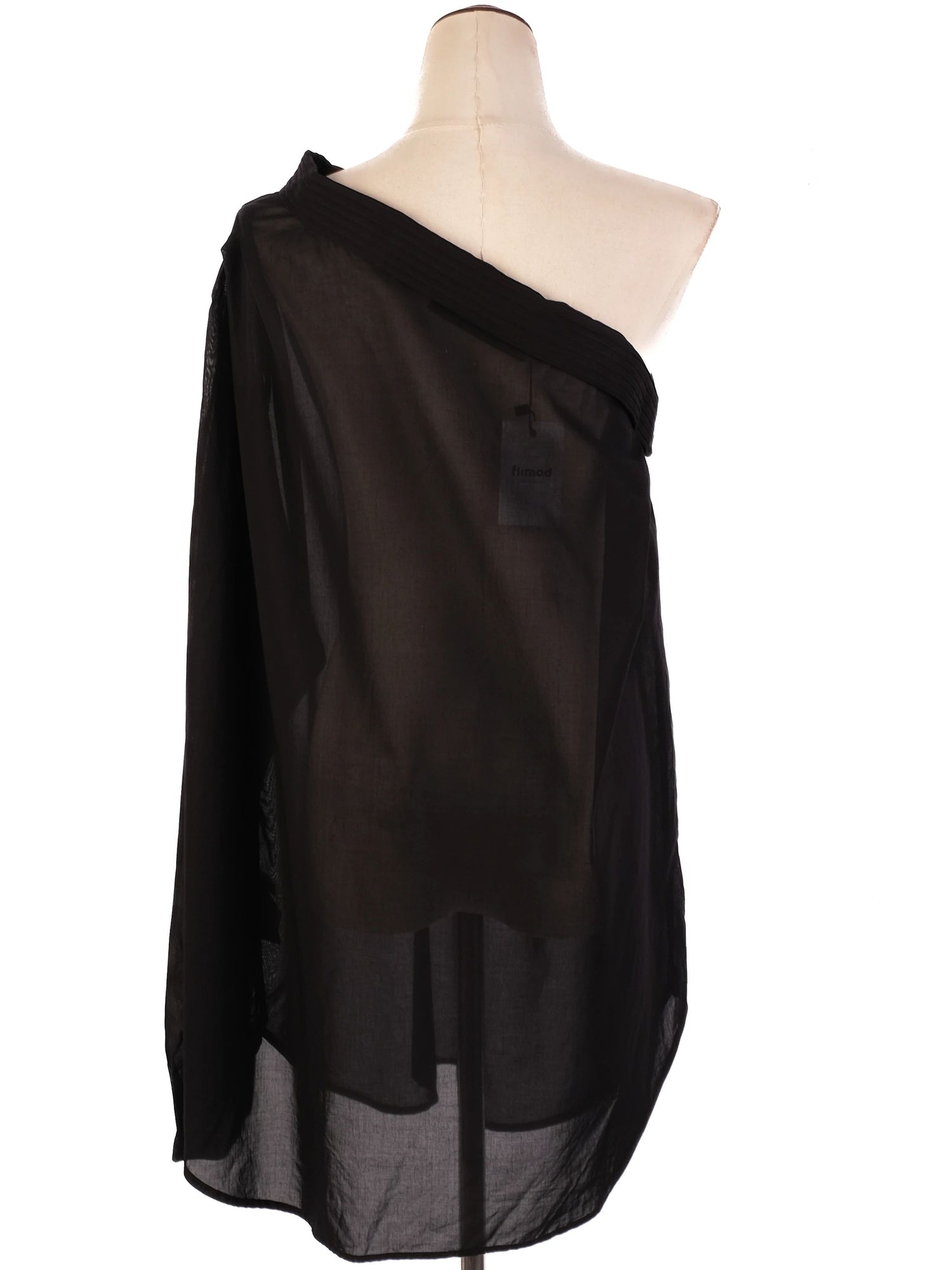 Excellent Haider Ackermann Black Sheer One-Shoulder Top Size M