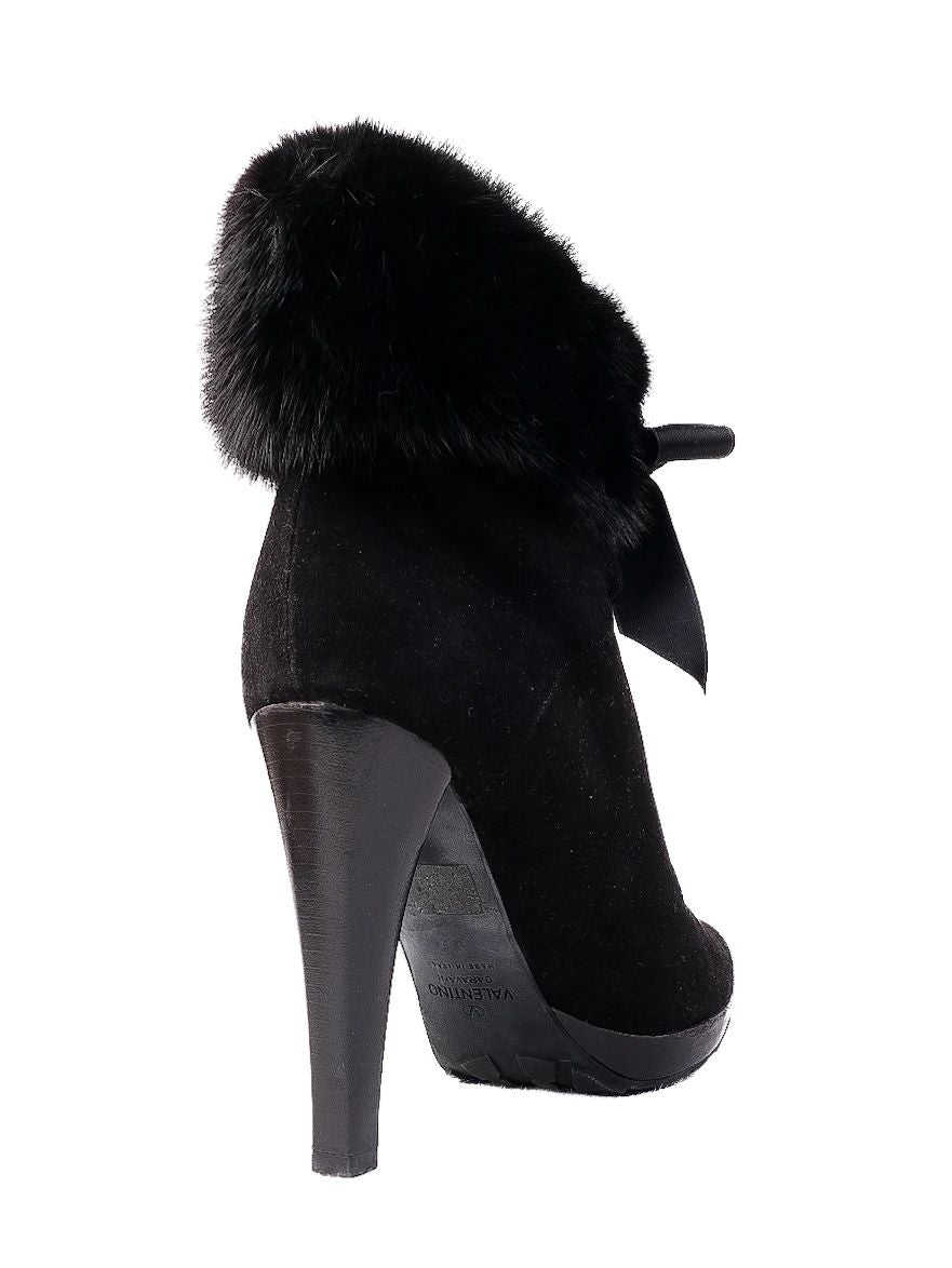 Excellent Valentino Black Leather High-Heeled Ankle Boots Size 38.5