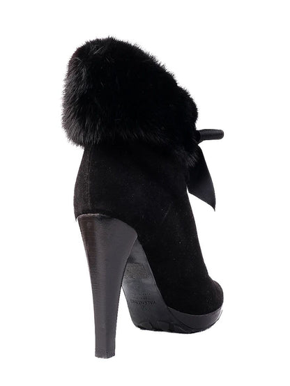Excellent Valentino Black Leather High-Heeled Ankle Boots Size 38.5