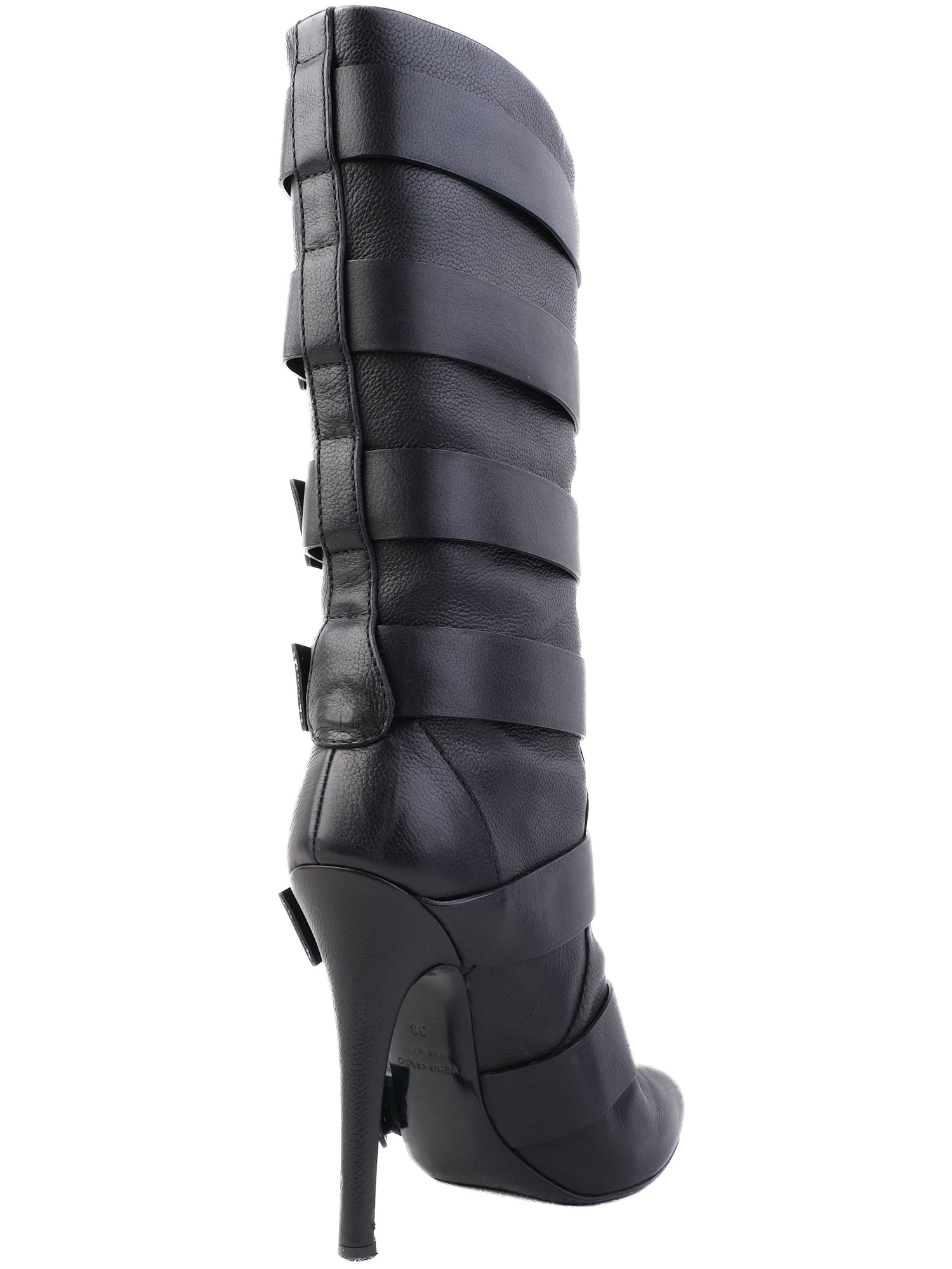 Excellent Giuseppe Zanotti &amp; Balmain Black Leather Knee-High Boots Size 38