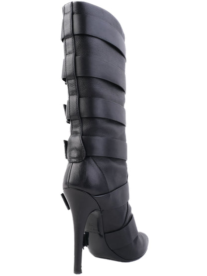 Excellent Giuseppe Zanotti &amp; Balmain Black Leather Knee-High Boots Size 38