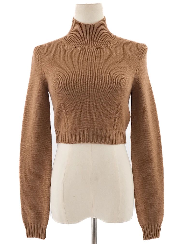 Perfect Fendi Orange Cashmere Cropped Turtleneck Sweater Size XS