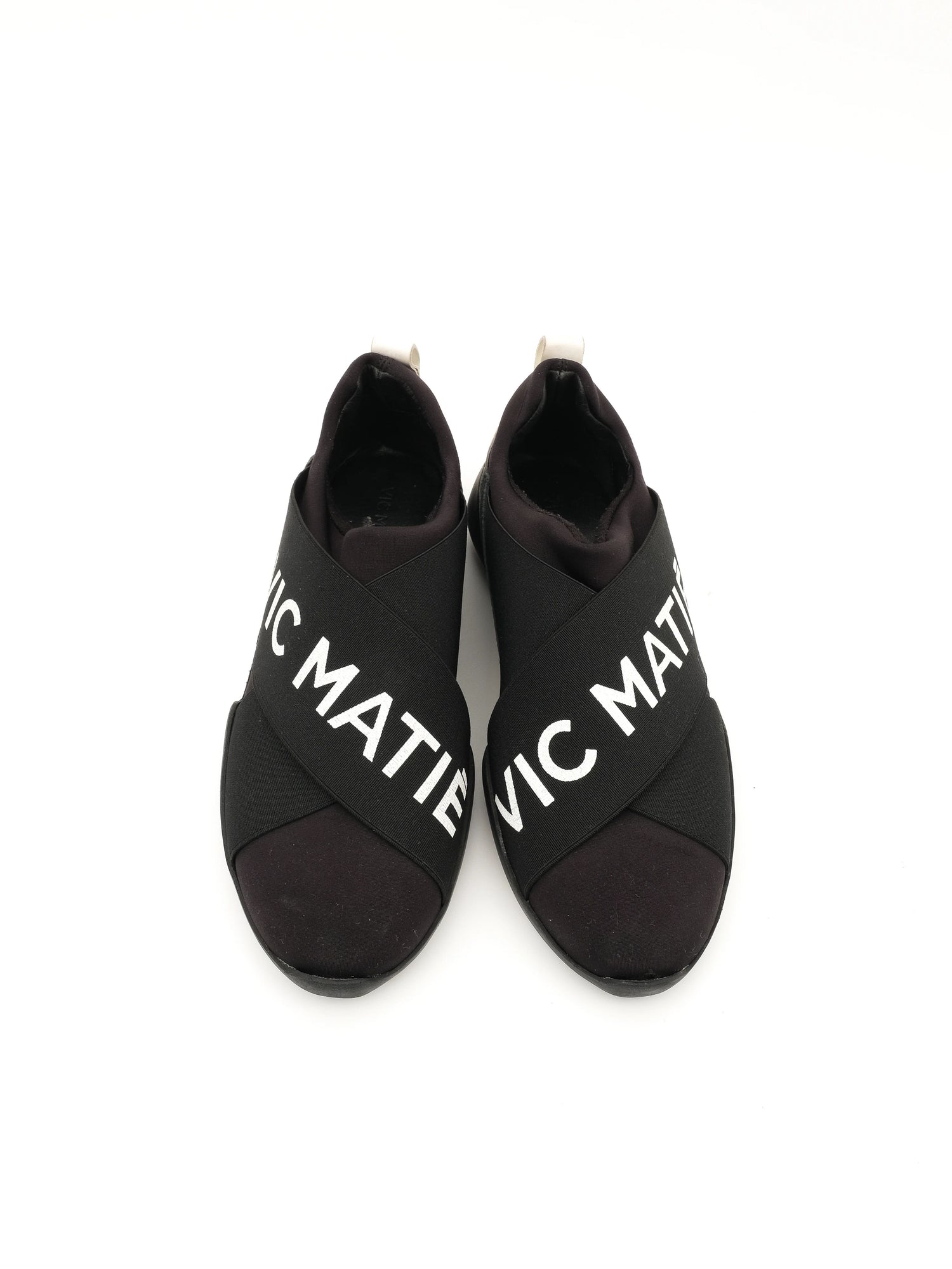 Excellent Vic Matie Black Slip-On Sneakers Size 36 Fabric