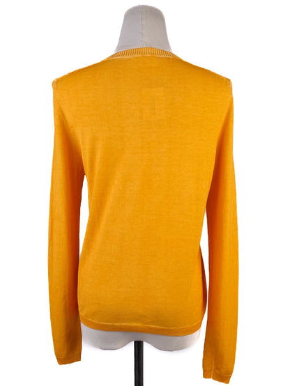 Excellent Purotatto Yellow Silk Knitted Cardigan for Women