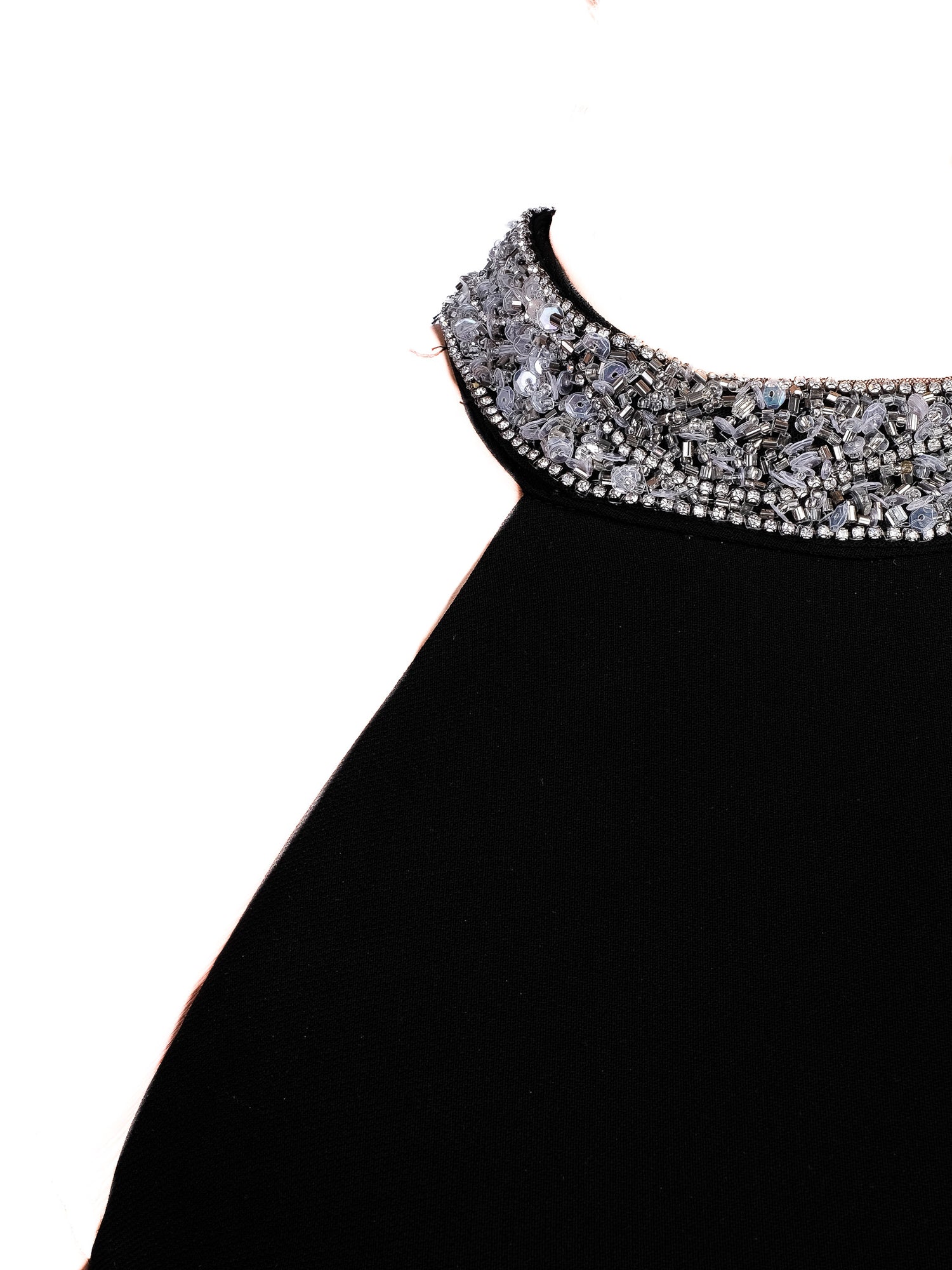 Tarik Ediz Black Silk Evening Gown Size M with Embellishments