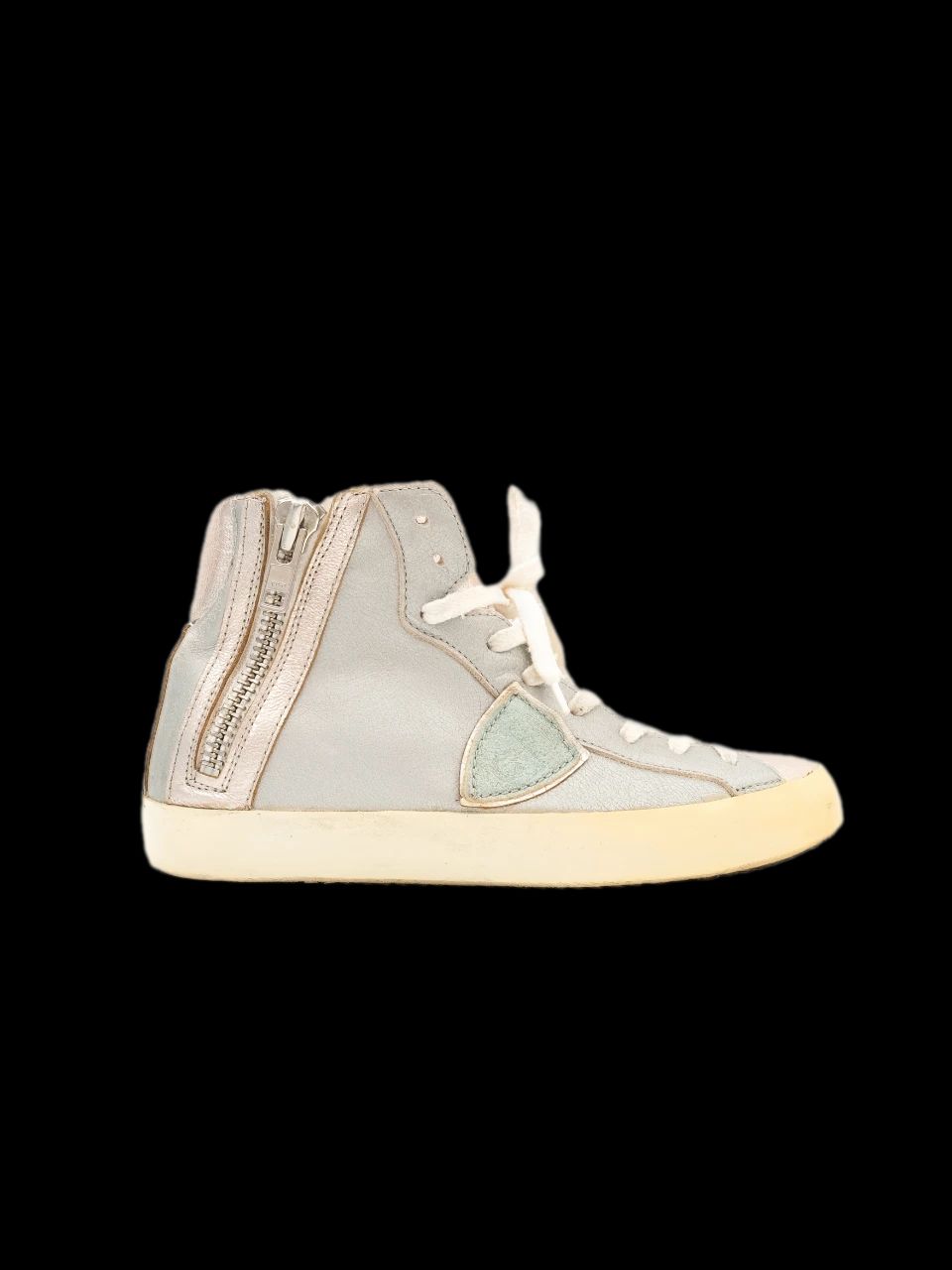 Excellent Philippe Model Gray Leather High-Top Sneakers Size 36