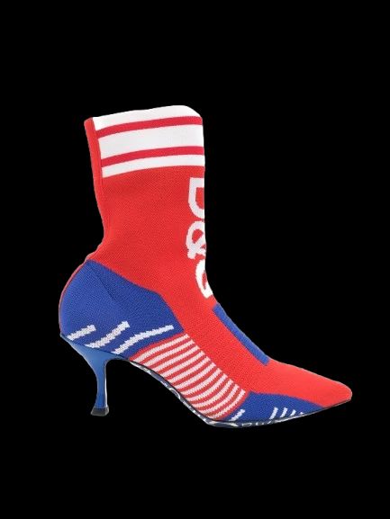 Dolce Gabbana Excellent Condition Sporty Sock Boots Red Blue White