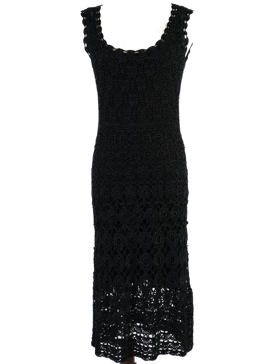 Excellent Laurel Black Crochet Dress with Shawl Size S
