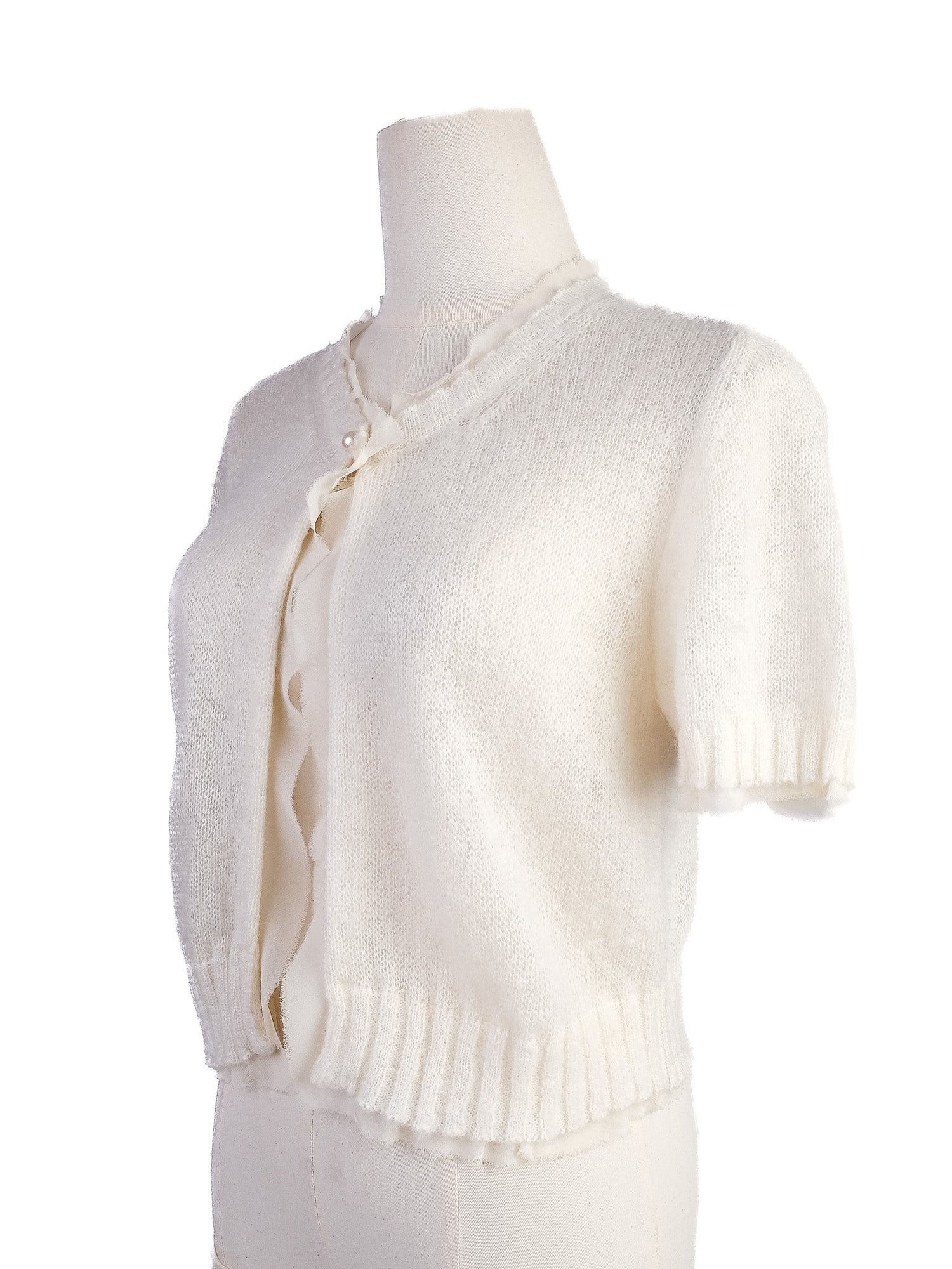 Excellent Philosophy Di Lorenzo Serafini White Wool Cardigan Set Size S