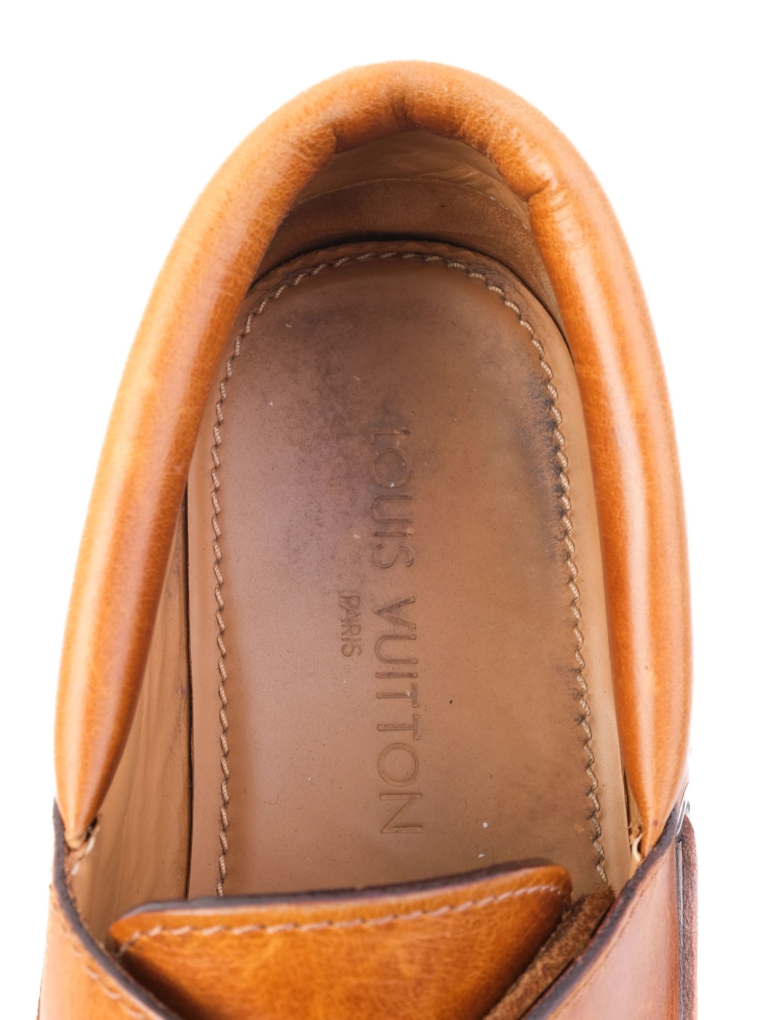 Excellent Louis Vuitton MenÕs Boat Shoe Orange Leather Size 43