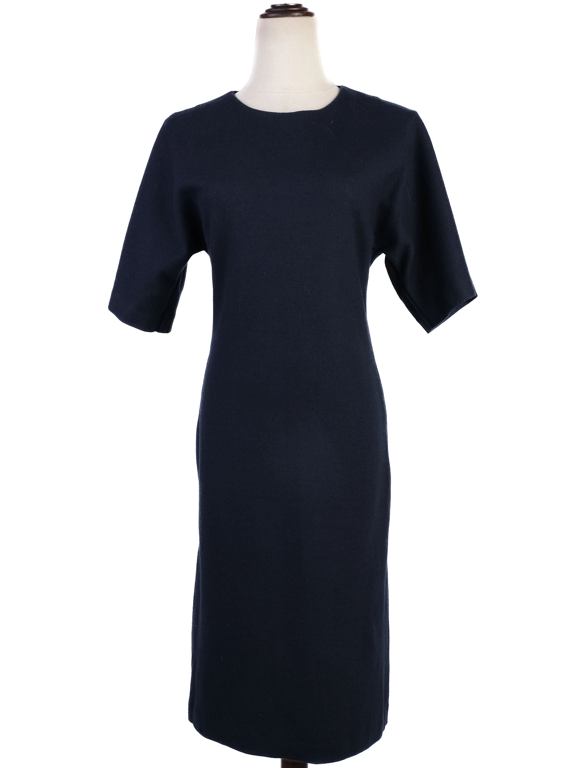 Excellent Max Mara Blue Wool Dress Size M Short Sleeve Knee-Length