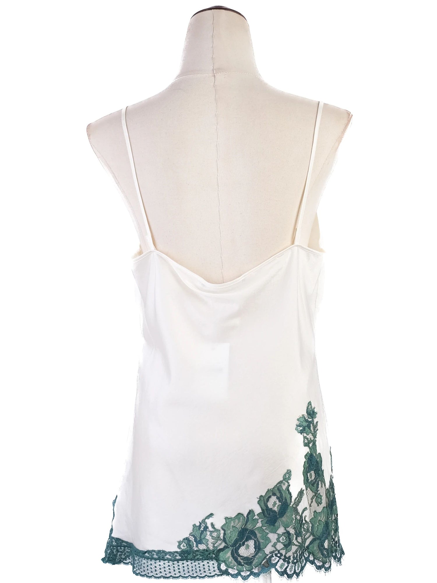 Excellent Ermanno Scervino White Silk Camisole with Lace Detail