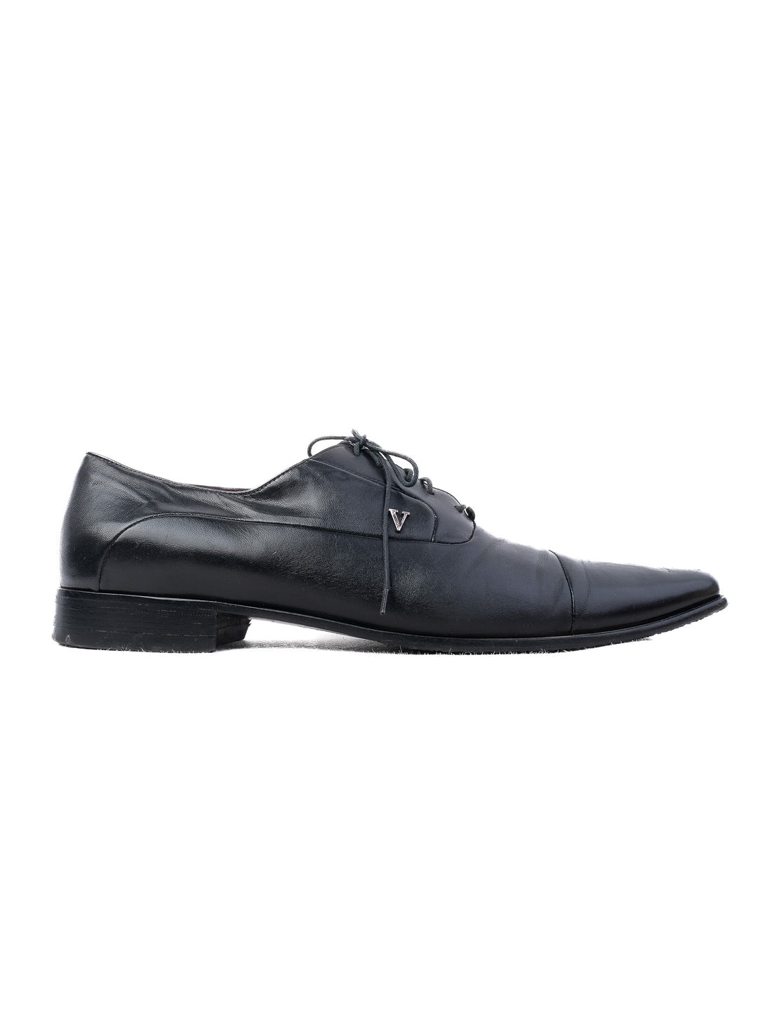 Excellent Valentino Black Leather Dress Shoes Size 42 for Men
