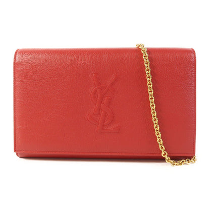 Saint Laurent Cowhide Leather Belle De Jour Wallet On Chain Golden Cross Shoulder Back Bag Red Calfsk