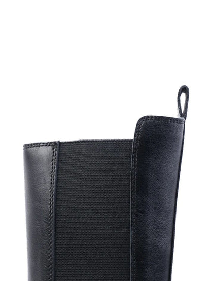 Excellent Pinko Black Leather Ankle Boots with Rugged Sole