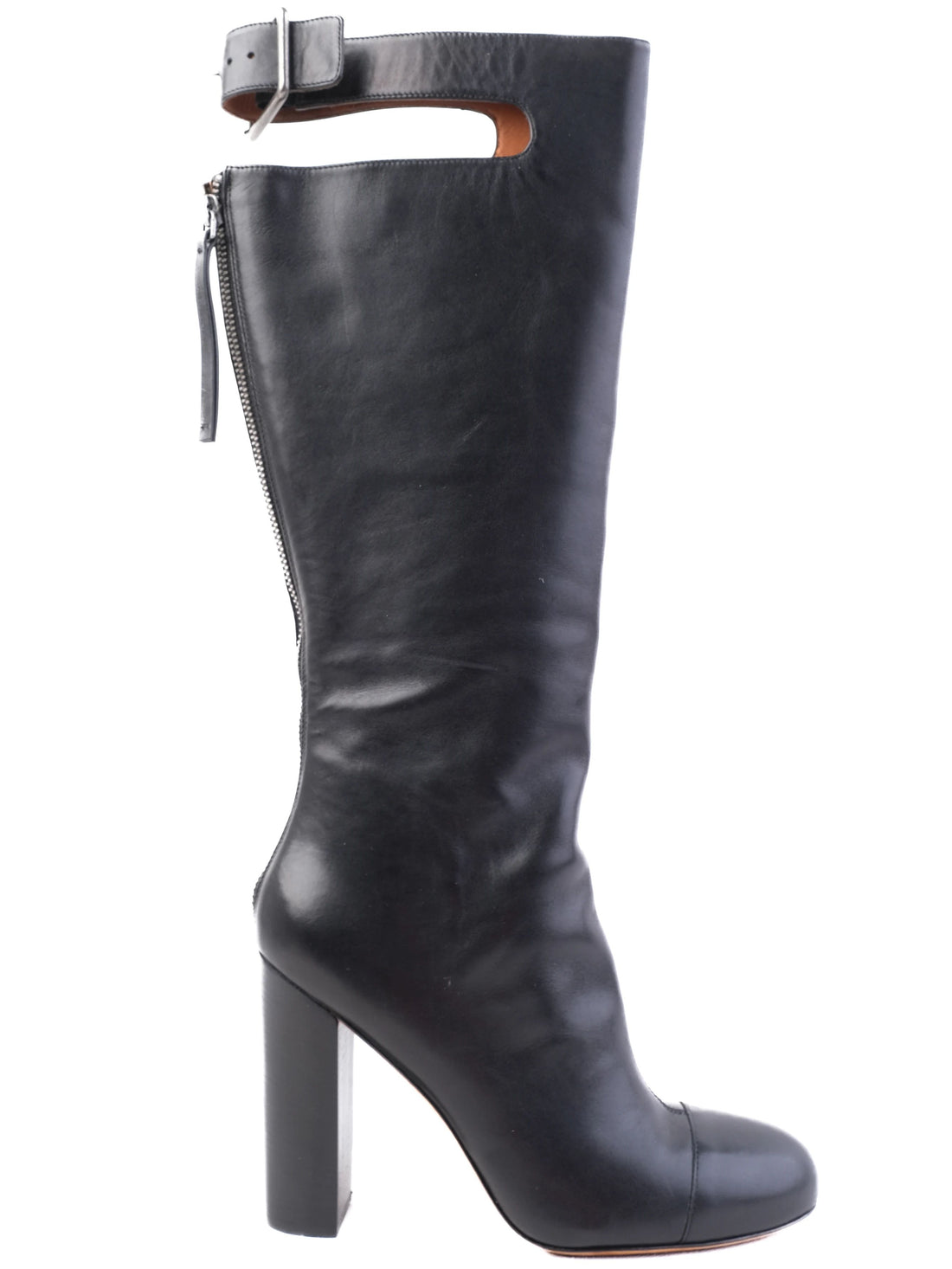 Perfect Marc Jacobs Black Leather Knee-High High-Heeled Boots Size 38