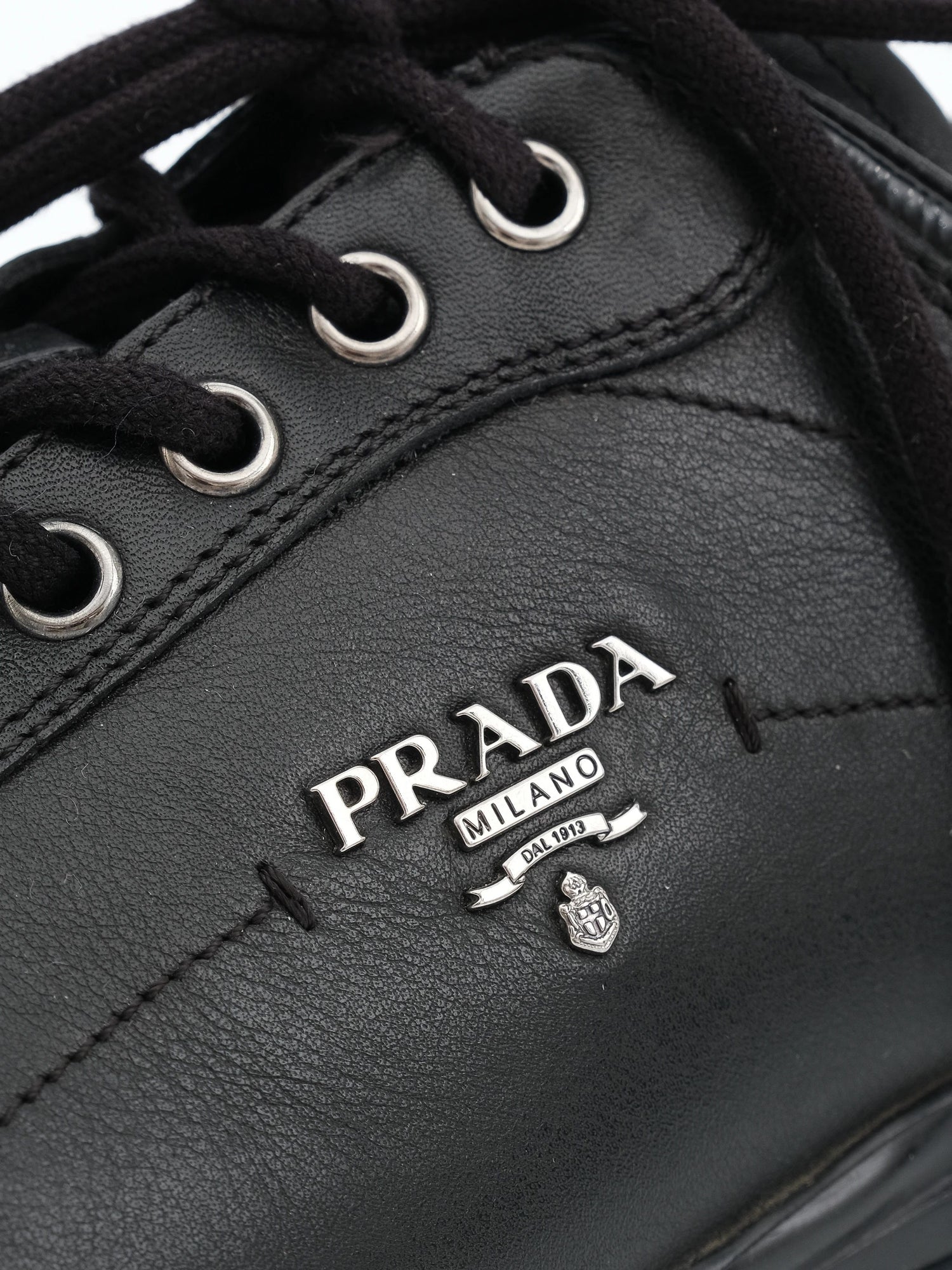 Excellent Prada Black Leather Sneakers Size 36 for Women