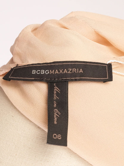 Excellent BCBGMaxazria Pink Silk Dress Size M with Ruffled Skirt