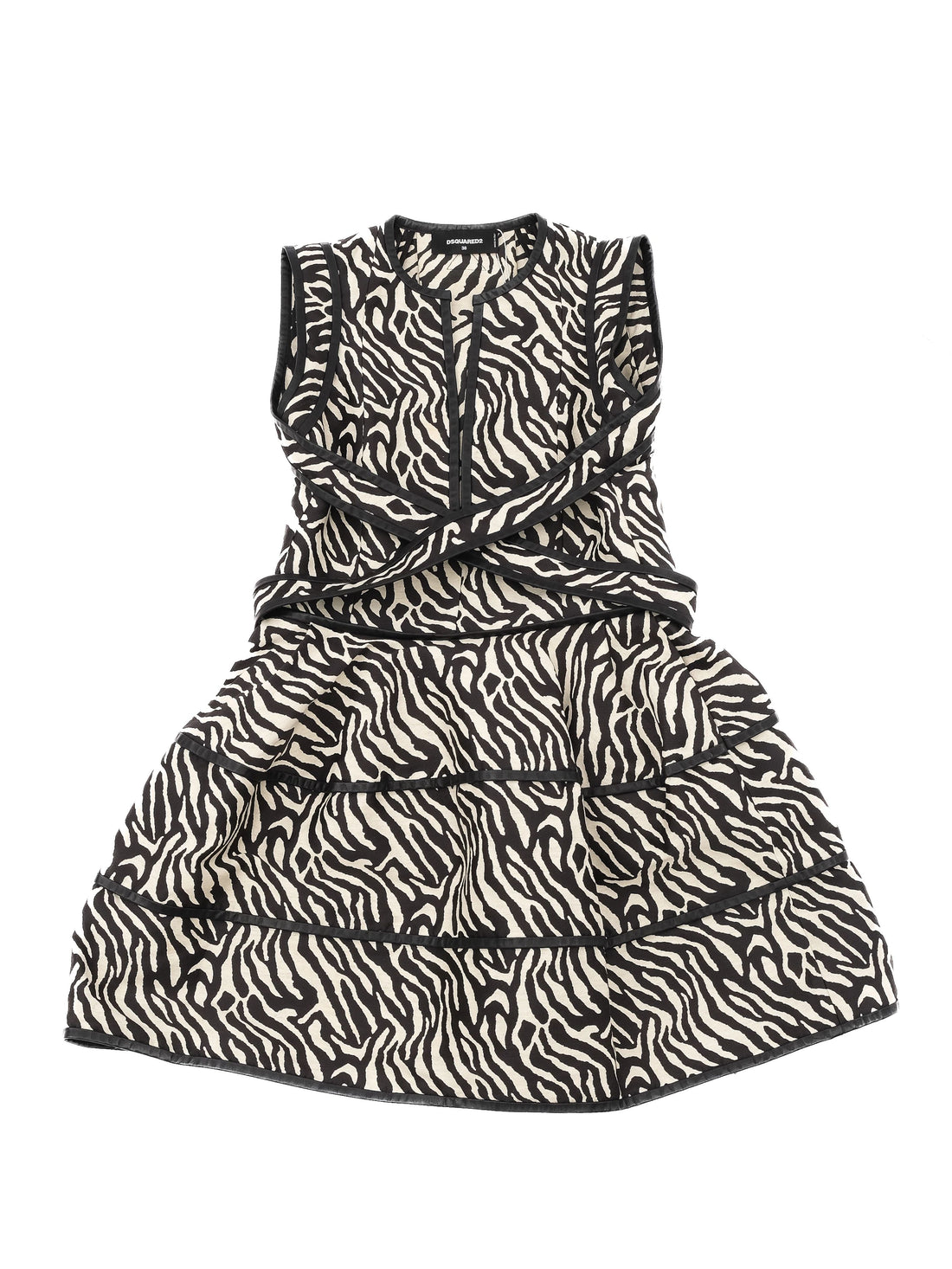 Excellent Dsquared2 Sleeveless Dress Zebra Print Size S Made in Italy