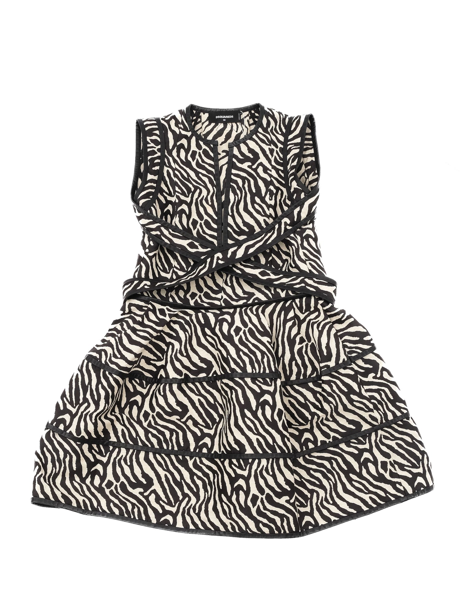 Excellent Dsquared2 Sleeveless Dress Zebra Print Size S Made in Italy