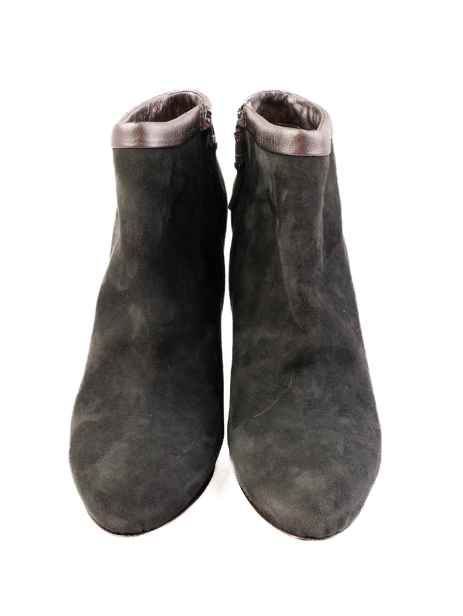 Excellent Fendi Gray Leather High-Heeled Ankle Boots Size 38