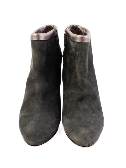 Excellent Fendi Gray Leather High-Heeled Ankle Boots Size 38