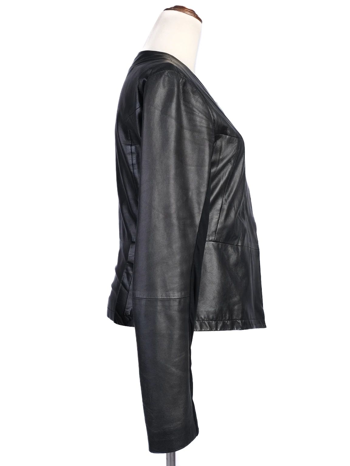 Excellent Emporio Armani Black Leather Jacket Women Size M