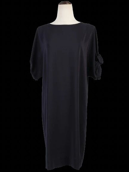 Excellent Cos Blue Silk Dress Size L with Gathered Sleeves