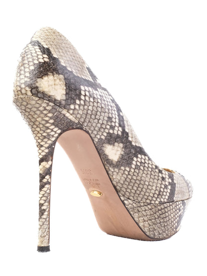 Excellent Sergio Rossi High Heeled Snakeskin Leather Shoes Size 38.5