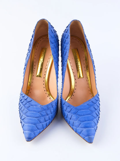 Excellent Rupert Sanderson Blue Leather High-Heeled Shoes Size 39